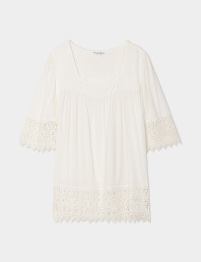 Blouse manches courtes blanc femme grande taille