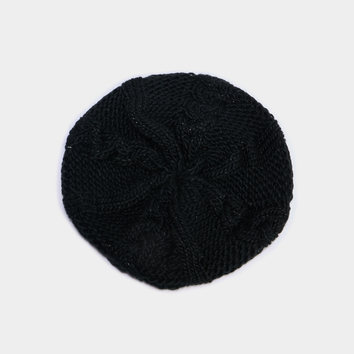 B&eacute;ret tricot&eacute; avec torsades noir femme