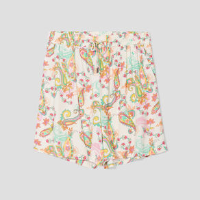 Short large taille élastiquée ecru femme grande taille