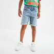 Bermuda jean straight taille &eacute;lastique denim triple stone gar&ccedil;on