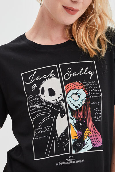 T-shirt Étrange noël Monsieur Jack Sally noir femme