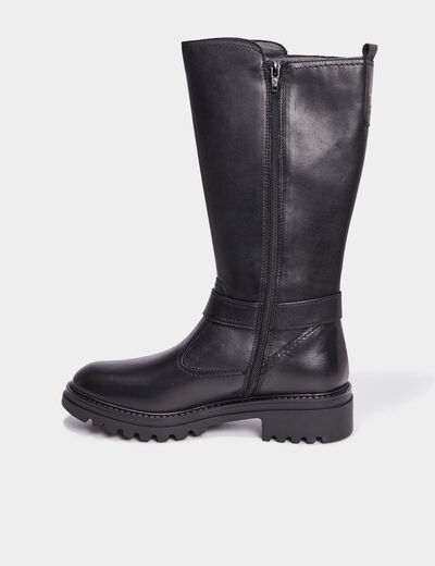 Bottes brides en cuir noir fille