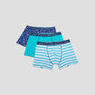 Lot 3 boxers coton bleu turquoise garçon