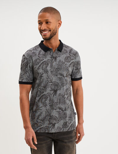 Polo jersey droit manches courtes coton noir homme