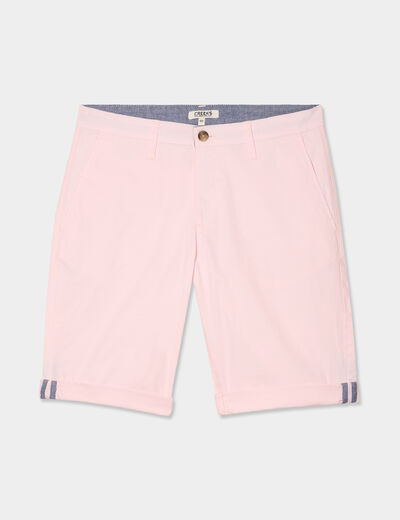 Bermuda short chino straight stretch rose homme