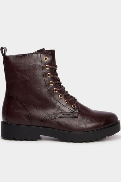 Boots &agrave; lacets talons bordeaux femme