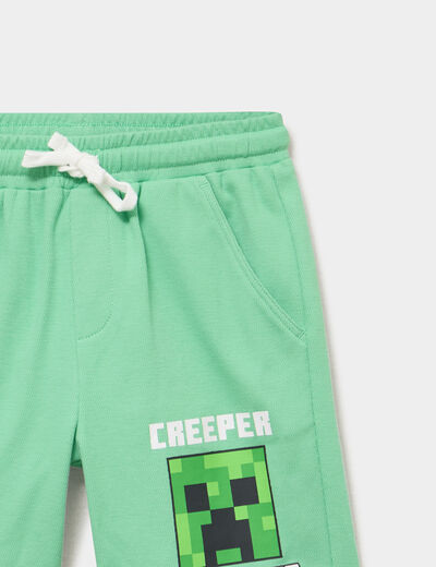 Short taille &eacute;lastiqu&eacute;e coton Minecraft vert gar&ccedil;on