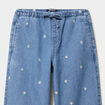 Jean large brod&eacute; taille &eacute;lastiqu&eacute;e denim double stone fille
