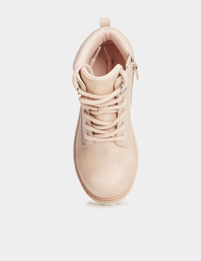 Boots crantées à lacets Trappeur rose clair fille