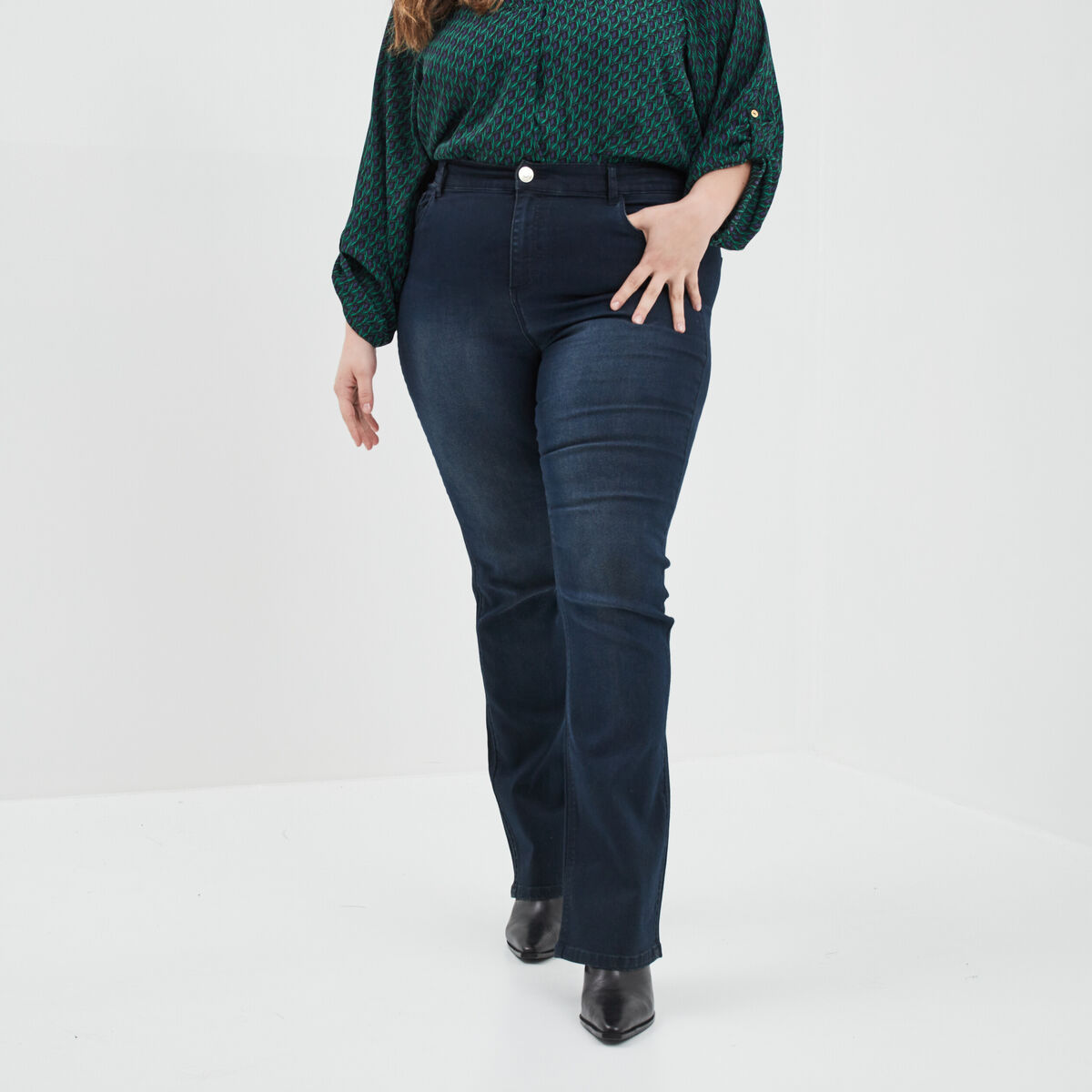 Jeans bootcut 7/8ème Modavista denim blue black femme grande taille