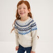 Pull jacquard col rond manches longues ecru fille
