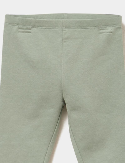 Legging doublé coton vert kaki bébé fille