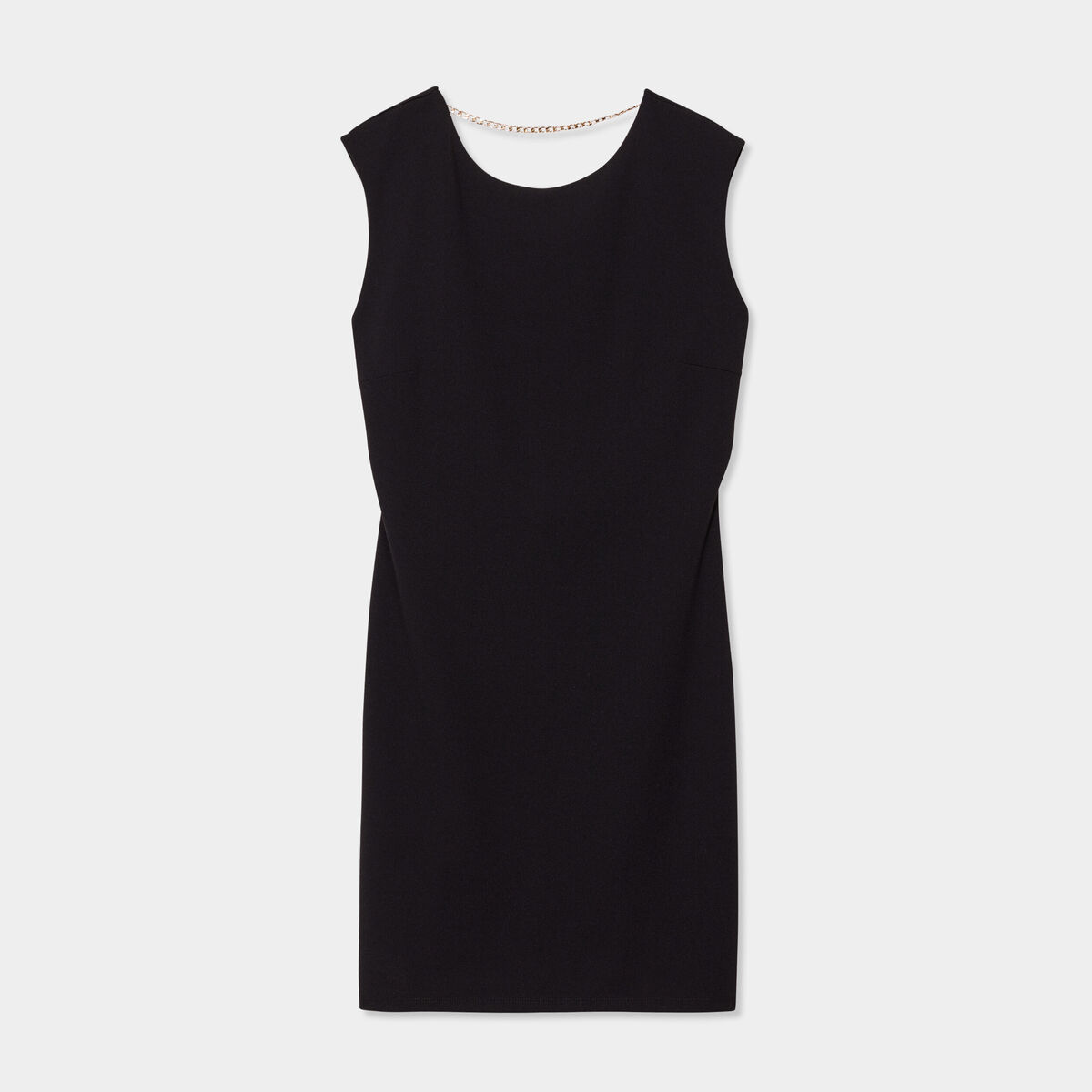 Robe courte dos ouvert avec bijou noir femme