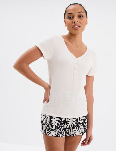Ensemble pyjama short et t-shirt noir femme