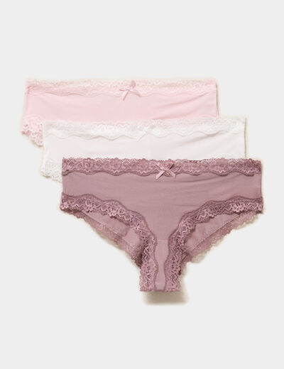 Lot 3 culottes hipster mauve femme