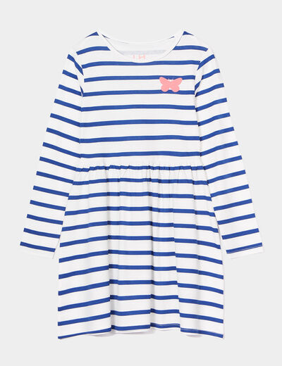 Robe trapèze manches longues coton blanc fille