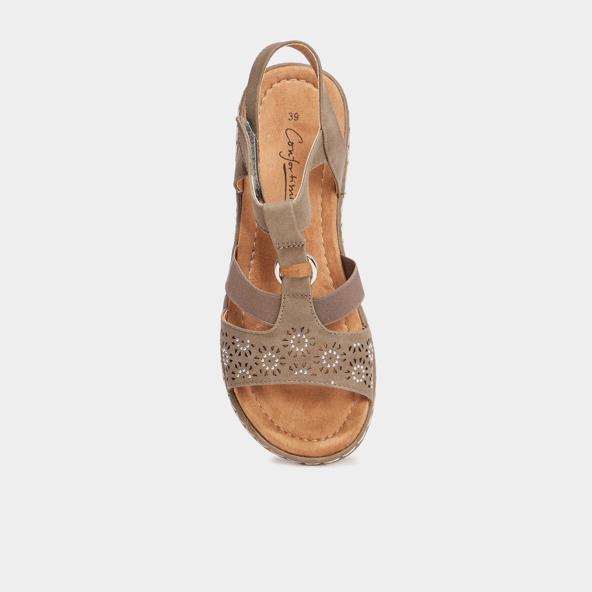 Sandales talons compens&eacute;s vert kaki femme