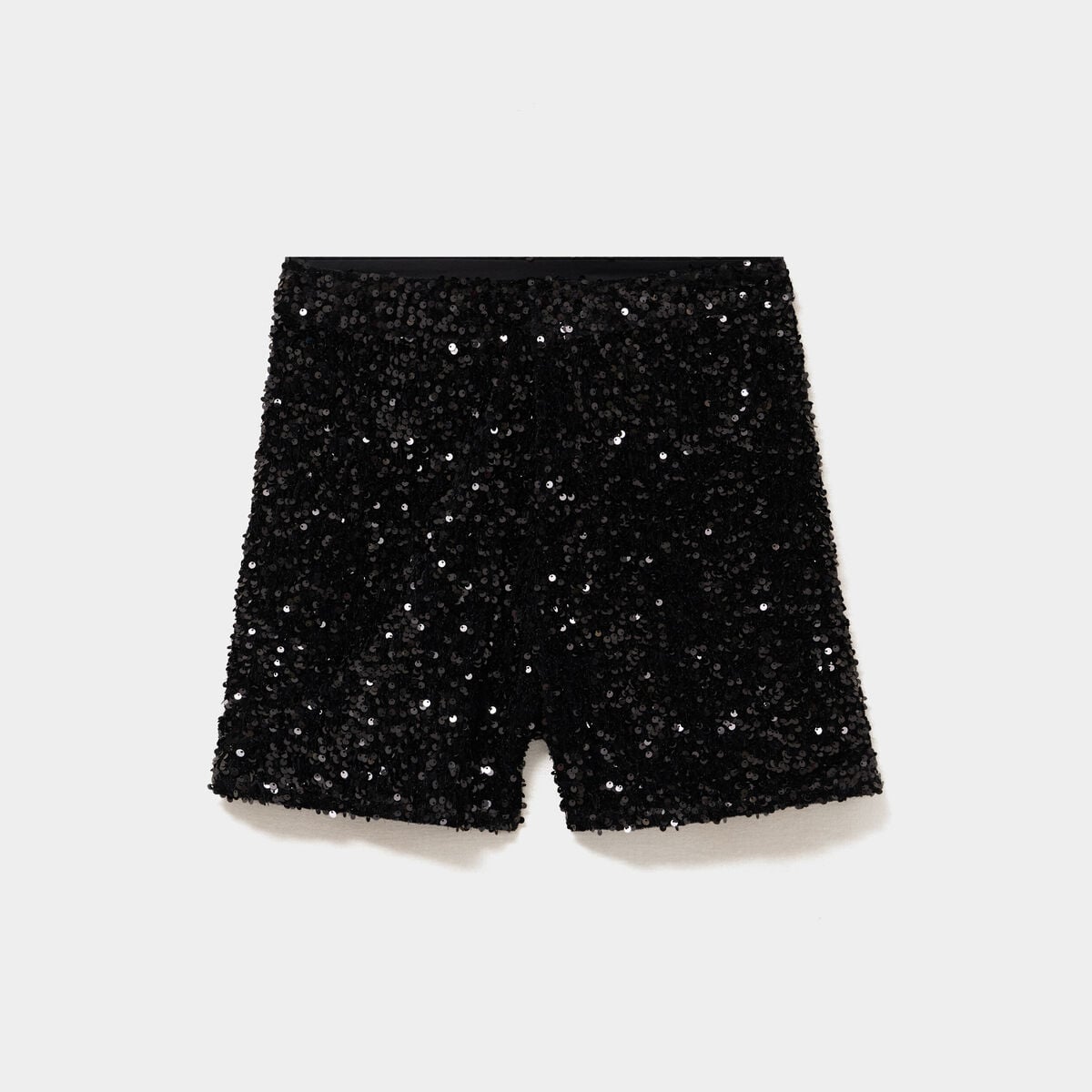 Short &agrave; sequins taille &eacute;lastiqu&eacute;e noir femme