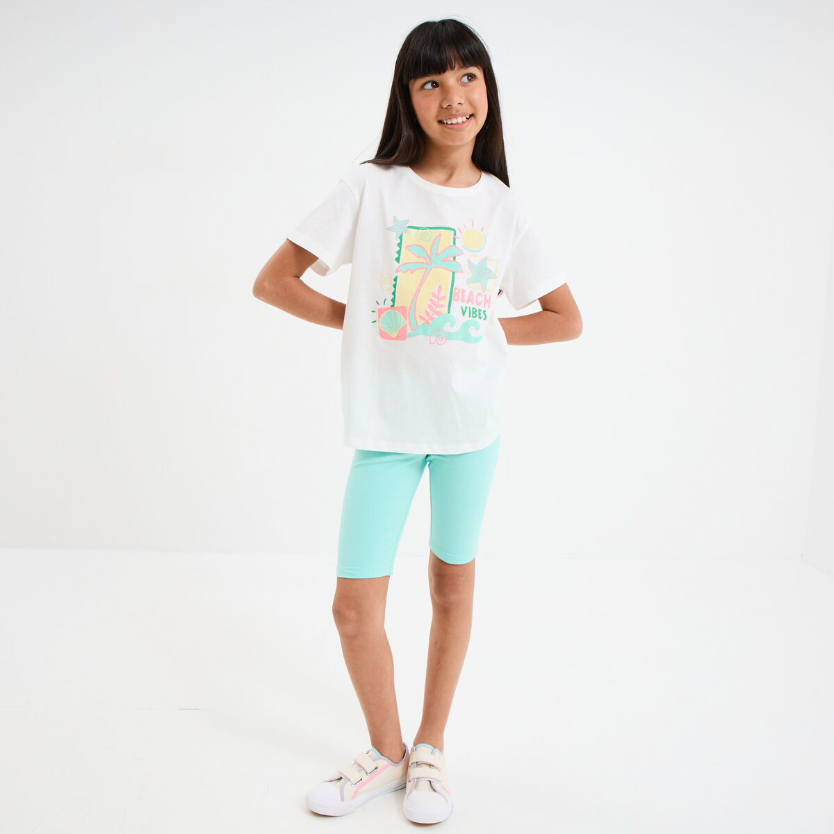 Ensemble 2 pièces avec cycliste coton blanc fille