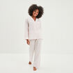 Ensemble pyjama pantalon chemise coton ecru femme