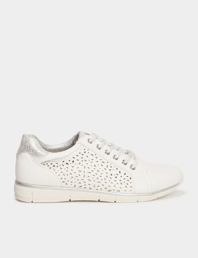 Baskets perforées à lacets Confortissimo blanc femme