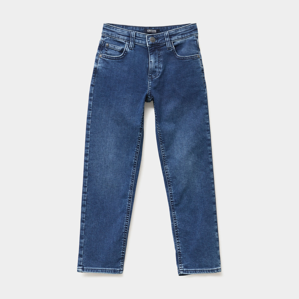Jeans regular stretch 5 poches denim stone gar&ccedil;on