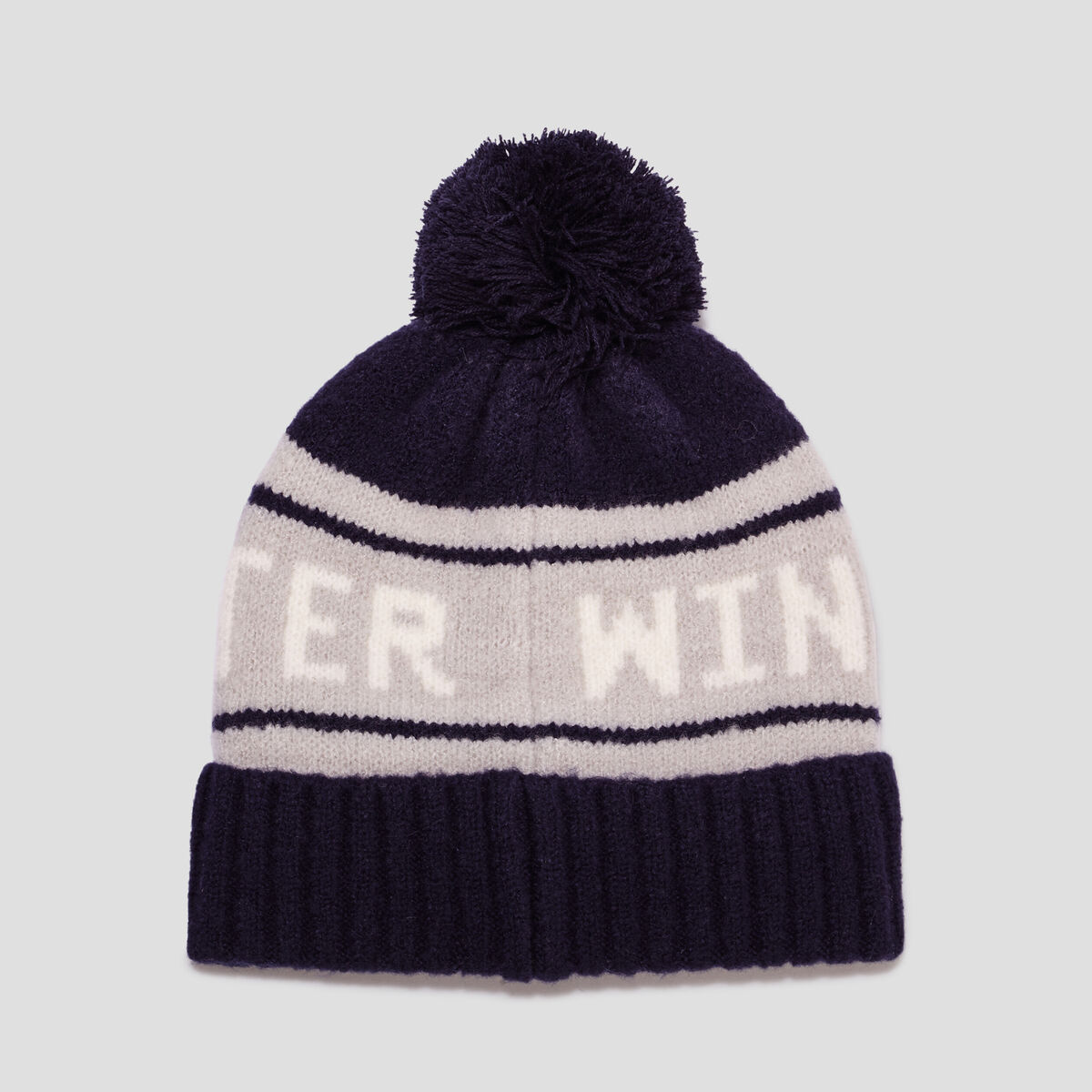 Bonnet à pompon multicolore garçon