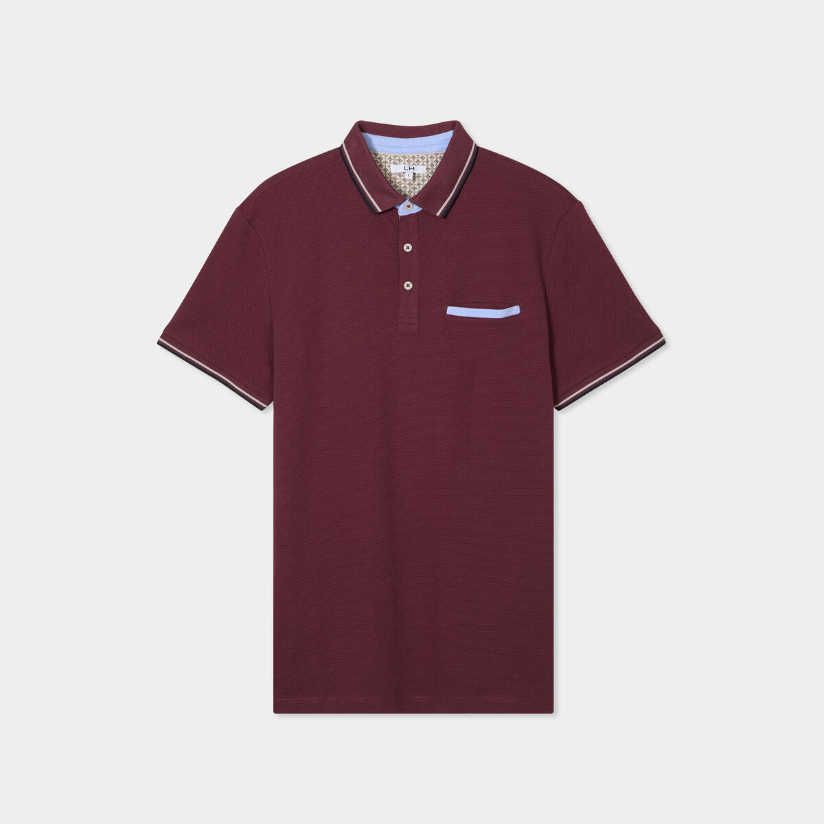Polo piqu&eacute; manches courtes coton prune homme