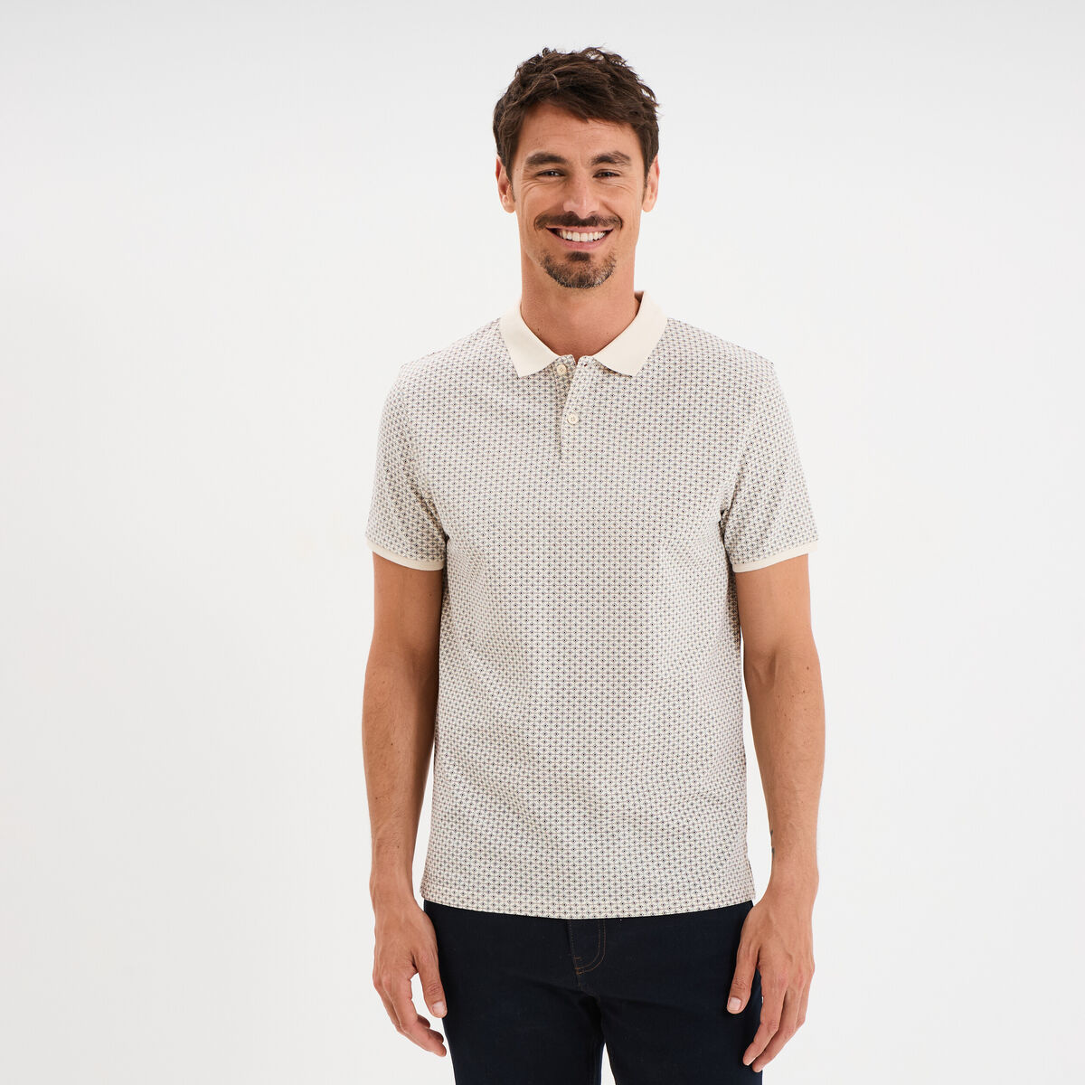 Polo droit manches courtes coton blanc homme