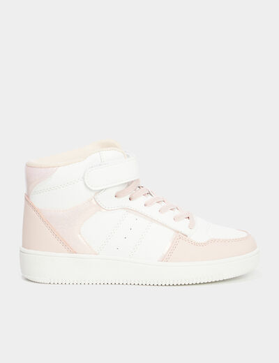 Baskets montantes à scratchs Iconic rose corail fille