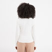 T-shirt col rond manches longues blanc femme