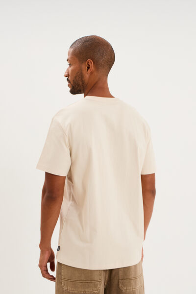 T-shirt droit manches courtes coton ecru homme