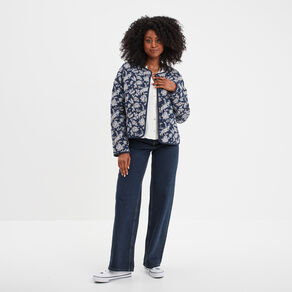 veste matelassee col rond coton creeks bleu marine femme Veste matelassée col rond coton Creeks bleu marine femme
