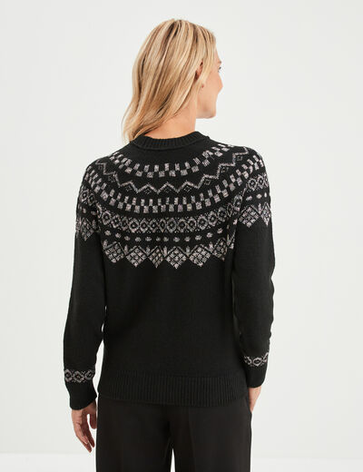 Pull jacquard fils métallisés Liberto noir femme
