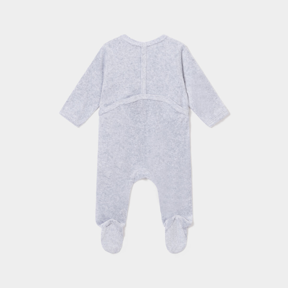 Dors-bien velours manches longues gris clair bébé