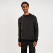 Pull c&ocirc;tel&eacute; col rond manches longues noir homme