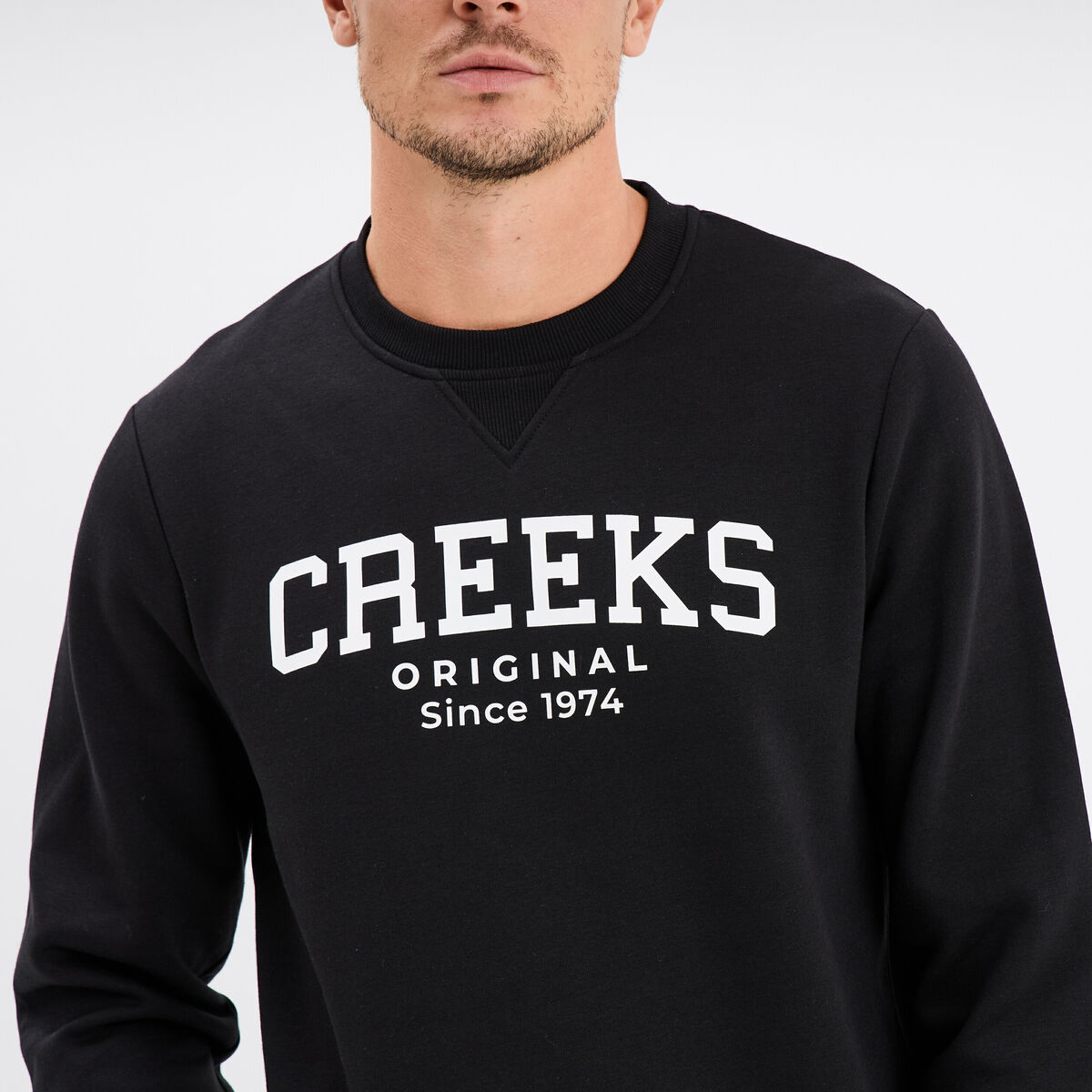 Sweat col rond manches longues Creeks noir homme