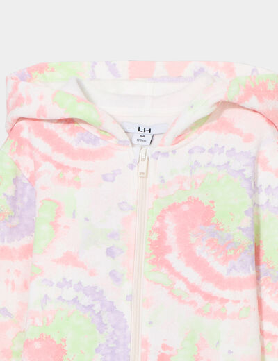Sweat zippé à capuche beige fille