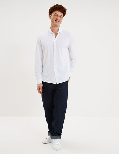 Chemise manches longues stretch blanc homme
