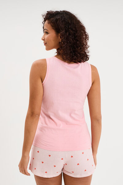 D&eacute;bardeur col rond droit coton rose femme