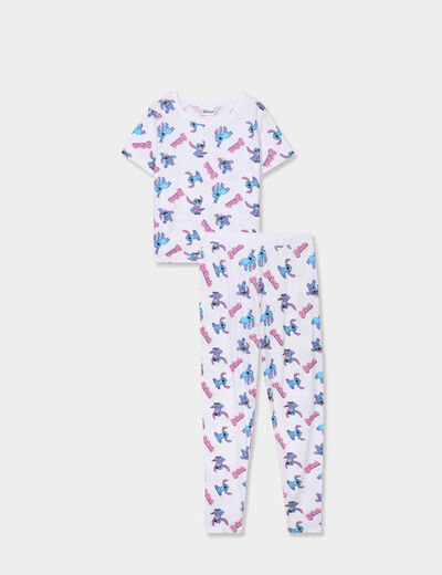 Ensemble pyjama legging coton Stitch blanc femme