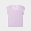 T-shirt col en V dentelle épaules et dos violet clair femme