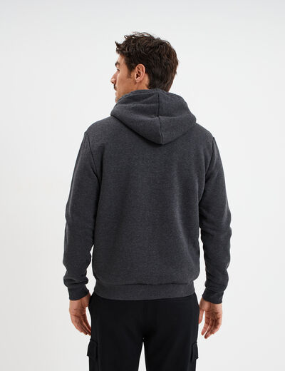 Sweat zippé doublure effet sherpa gris foncé homme