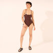 Maillot de bain une pi&egrave;ce marron femme