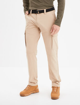 Pantalon cargo ceinture double boucle beige homme