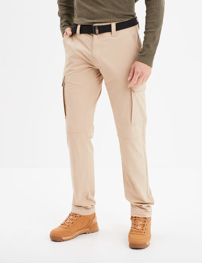 Pantalon cargo ceinture double boucle beige homme