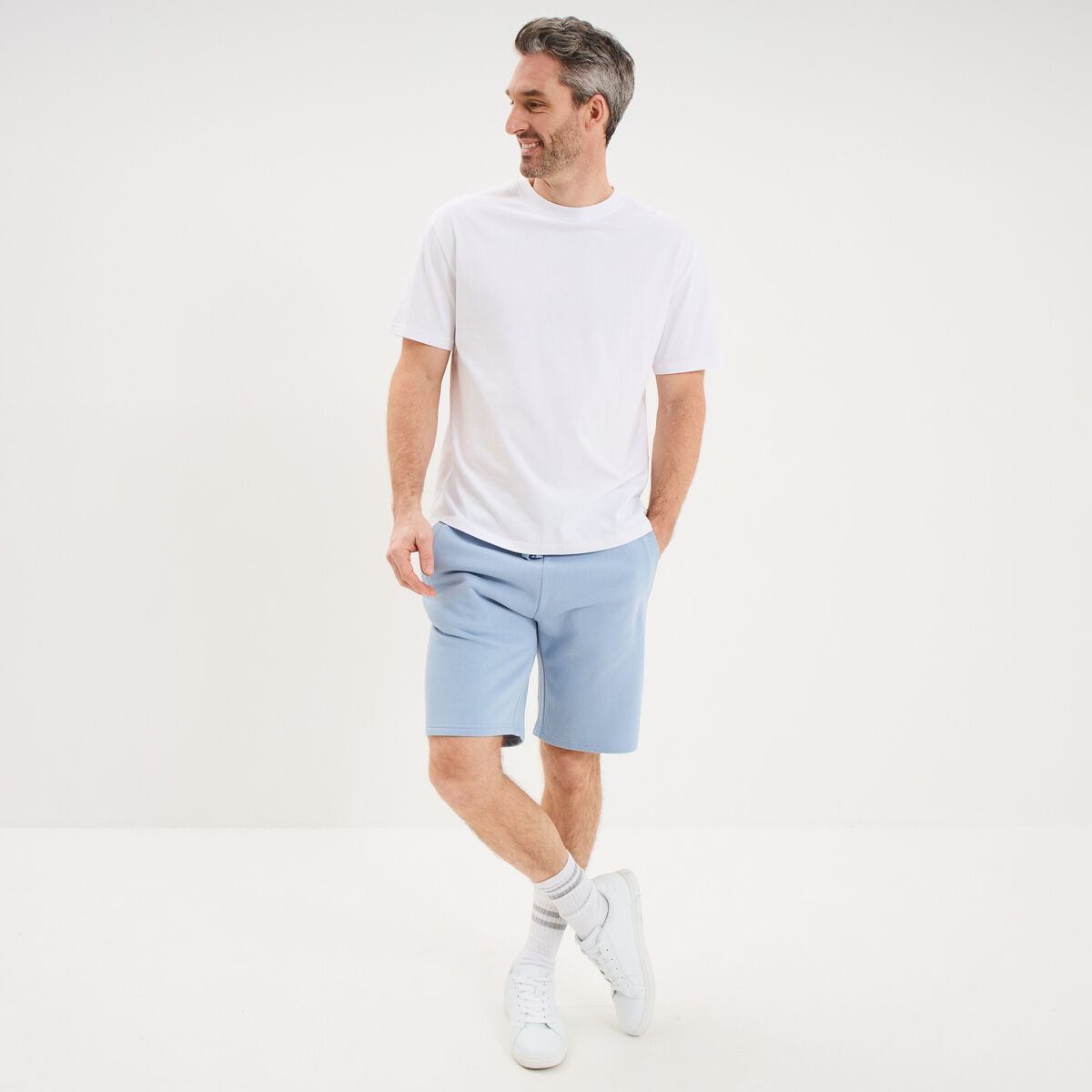 Short jogging molleton droit bleu ciel homme