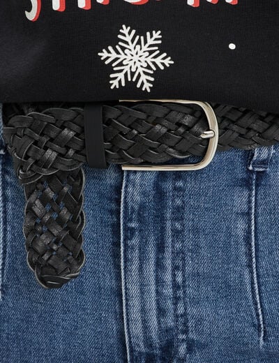 Ceinture tressée noir femme