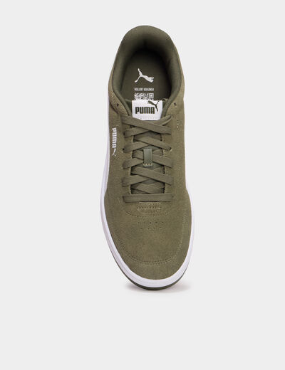 Baskets &agrave; lacets en cuir Puma Clean SD vert kaki homme