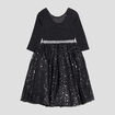 Robe de soirée évasée à fils métallisés noir fille